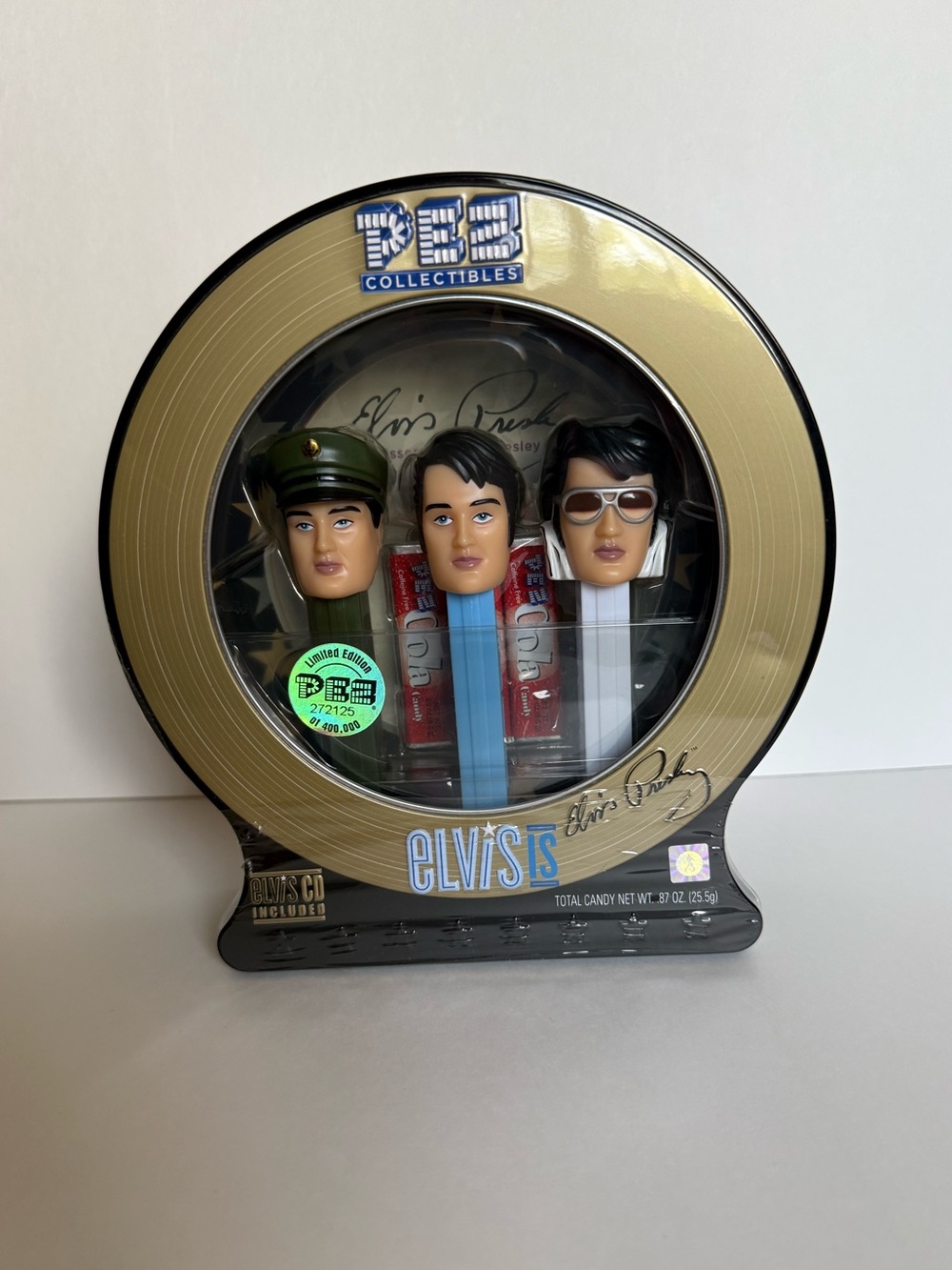 ELVIS PRESLEY PEZ Collectibles Dispenser Set LIMITED EDITION Tin CD NEW SEALED